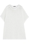 JAMES PERSE JAMES PERSE WOMAN OPEN-KNIT COTTON AND LINEN-BLEND PONCHO WHITE,3074457345616724741