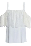 BAILEY44 BAILEY 44 WOMAN MONTAGE COLD-SHOULDER LACE-PANELED STRETCH-JERSEY TOP IVORY,3074457345619324254