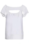 BAILEY44 BAILEY 44 WOMAN PAS DE CHAT CUTOUT STRETCH-MODAL JERSEY T-SHIRT WHITE,3074457345619324282