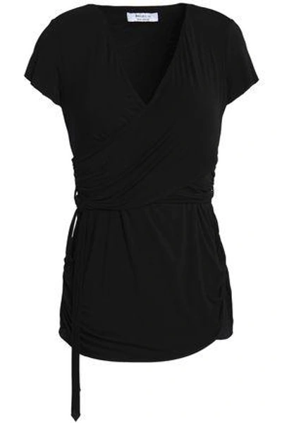 Bailey44 Bailey 44 Woman Wrap-effect Ruched Stretch-jersey Top Black