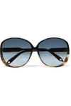 VICTORIA BECKHAM VICTORIA BECKHAM WOMAN ROUND-FRAME TORTOISESHELL ACETATE AND GOLD-TONE SUNGLASSES BLACK,3074457345619483202