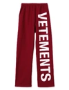 Vetements Logo Printed Cotton Sweatpants In Black