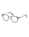 TOM FORD MEN'S BLUE LIGHT-BLOCKING OVAL METAL OPTICAL GLASSES,PROD140870019