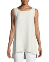 Lafayette 148 Ruthie Sleeveless Silk Blouse In Cloud