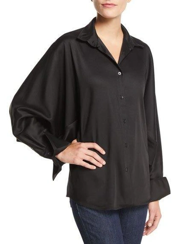 Palmer Harding Solo Point-collar Twill Button-front Shirt In Black