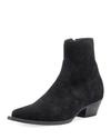 Saint Laurent Black Suede Lukas Zip Boots In Black
