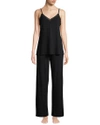 Natori Feathers Satin Camisole Pajama Set In Black