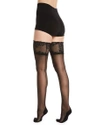 Natori Feathers Escape Back-seam Thigh Highs Stockings In Black