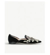 ALBERTA FERRETTI MIA EMBROIDERED VELVET FLATS