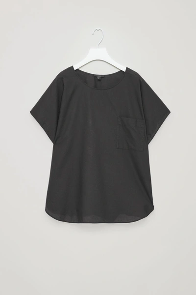Cos Oversized Cotton Top In Black