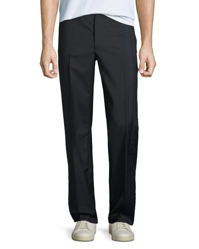 Valentino Men's Wool-blend Track Trousers In Black/blue