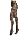 Natori Signature Sheer Feather Lace Net Tights In Black