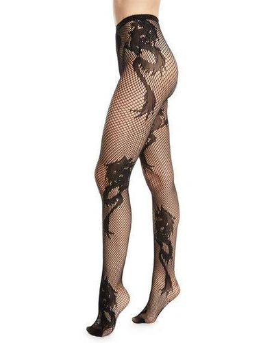 NATORI SHEER DRAGON TOSS FISHNET TIGHTS,PROD214790216