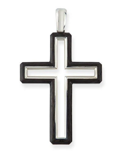 David Yurman Men's Forged Carbon Cross Pendant In Silver, 37mm