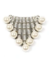 BEN-AMUN CRYSTAL BAGUETTE & PEARLY BROOCH,PROD214300045
