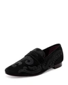 BOUGEOTTE FLANEUR EMBROIDERED SUEDE PENNY LOAFERS,PROD211420064
