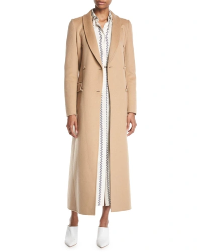Gabriela Hearst Joaquin Double-breasted Belted Pleated Back Cashmere Coat In Beige