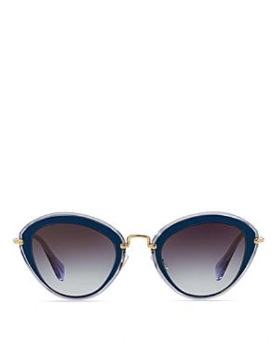 Miu Miu Women's 51rs Cat Eye Sunglasses, 52mm In Blue Grey/grey Gradient