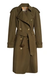Burberry The Westminster Long Cotton-gabardine Trench Coat In Green