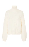 Frame Popcorn Stitch Wool Blend Sweater In White