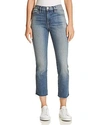FRAME LE HIGH STRAIGHT DOUBLE NEEDLE RAW-EDGE JEANS IN SILVERADO,LHSTDNR801