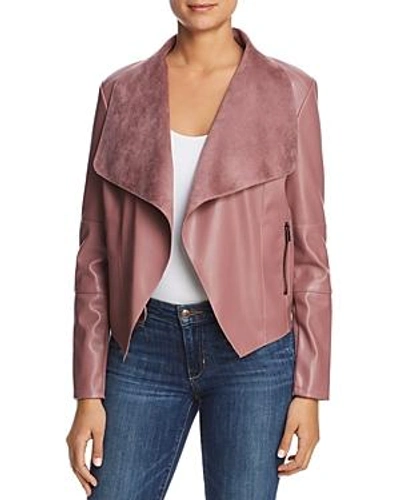 Bagatelle Draped Faux Leather Jacket In Rouge