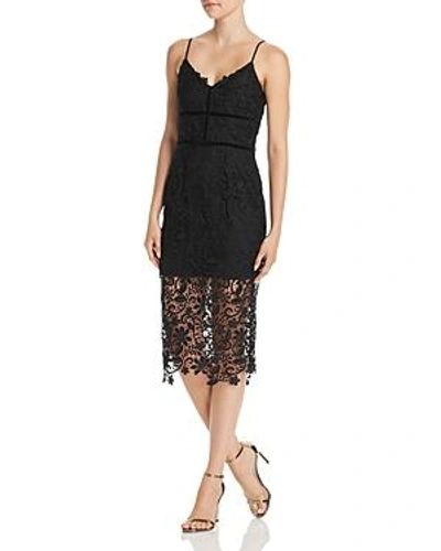 Adelyn Rae Woven Lace Illusion Dress In Black