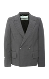 OFF-WHITE DOUBLE-BREASTED PINSTRIPE WOOL-CREPE BLAZER,OMEF029F183560219920
