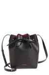 Mansur Gavriel Mini Leather Bucket Bag In Black/ Flamma