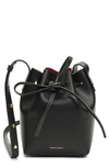 Mansur Gavriel Mini Mini Leather Bucket Bag In Black/ Flamma