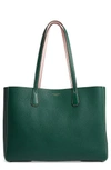 TORY BURCH PERRY LEATHER TOTE - GREEN,49188