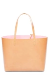 Mansur Gavriel Large Vegetable-tanned Leather Tote Bag In Cammello/ Rosa