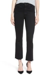 Mother Hustler Frayed Ankle Boot-cut Jeans In Black