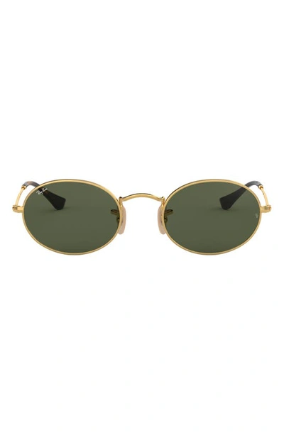 Ray Ban Oval 51mm Sunglasses In Gold/ Green