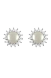 MAJORICA SIMULATED PEARL & CUBIC ZIRCONIA STUD EARRINGS,OME10185SPW