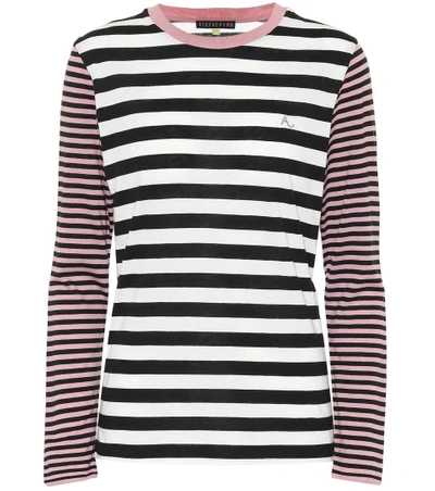 Alexa Chung Embroidered Striped Cotton-blend Jersey Top In Multicoloured