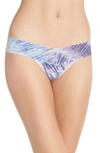Hanky Panky Low-rise Printed Lace Thong In Blue Multi