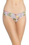 Hanky Panky Low-rise Printed Lace Thong In Copacabana