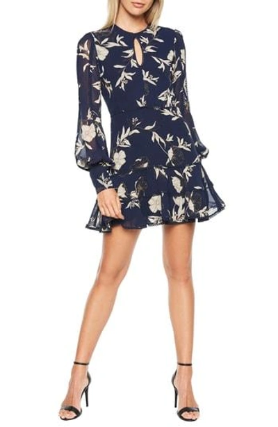 Bardot Tammy Eyelet-trim Floral Short Dress In Navy Floral
