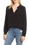 Velvet By Graham & Spencer Ruffle Tie Neck Top In Black