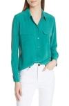 Equipment 'slim Signature' Silk Shirt In Tennis Court