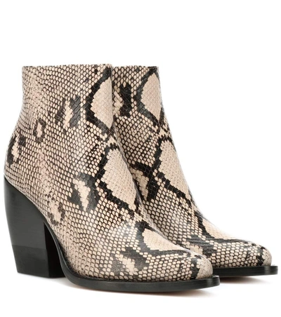 Chloé Rylee Python Print Leather 踝靴 In Eternal Grey