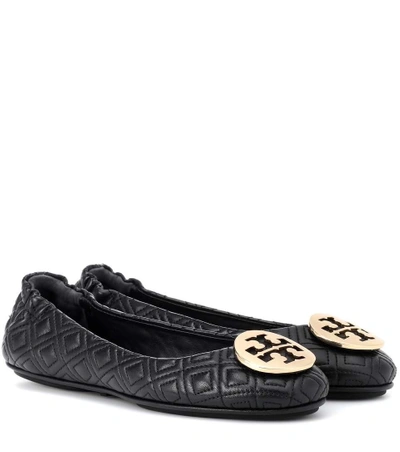 Tory Burch Minnie Quilted Leather Ballet Flats In Perfect Black