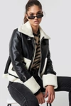 Na-kd Contrast Bonded Aviator Jacket Black