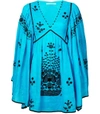 VITA KIN Peacock Linen Mini Dress,2268144822846015740