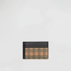 BURBERRY Small Scale Check and Leather Money Clip Card Case,40801811