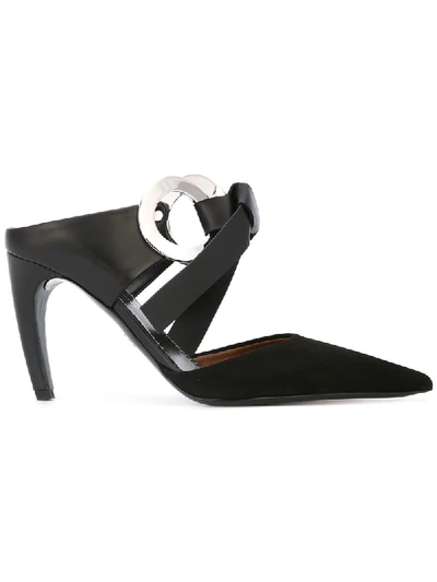 Proenza Schouler Black Suede High Heel Grommet Mules