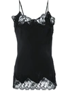 Gold Hawk Coco Black Camie Top With Tonal Lace Trim In Silk Woman