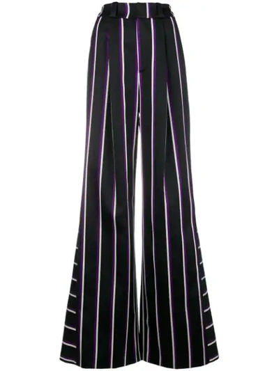 Rouge Margaux Striped Palazzo Trousers In Black/ Violet