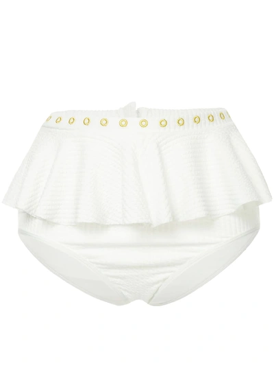 Duskii Venice Ruffled Bikini Bottom In White